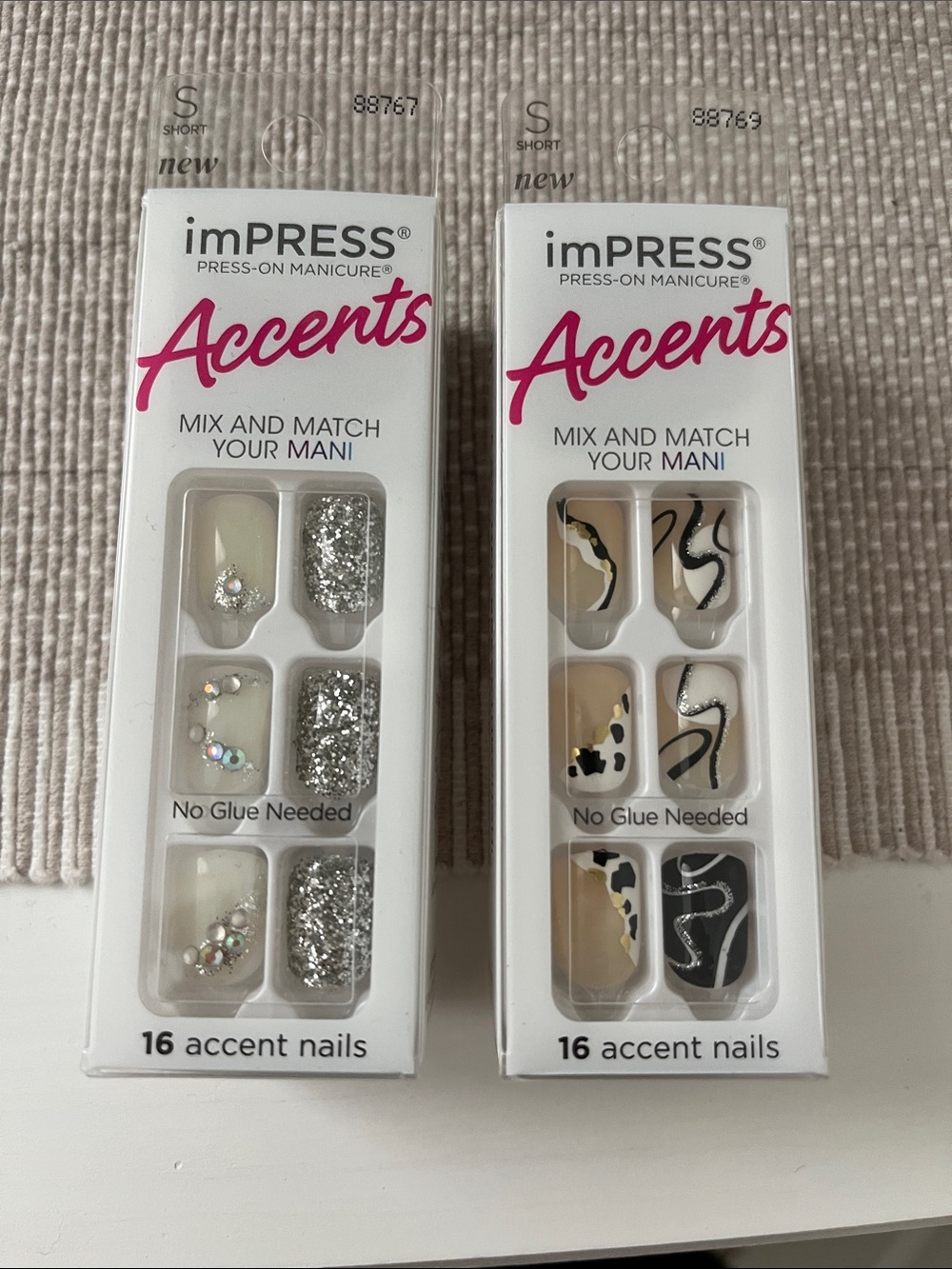 imPRESS Accents Press-On Nails — Silver, Black, Cream